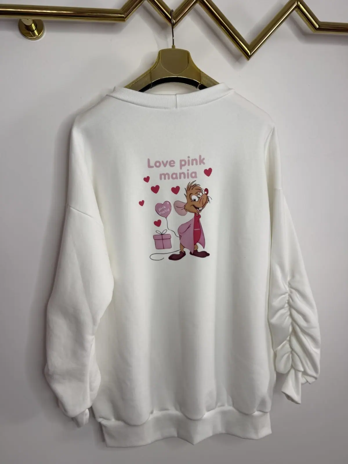 Bluza biała Pink Mania długa cieplutka – miniatura 7 z 12