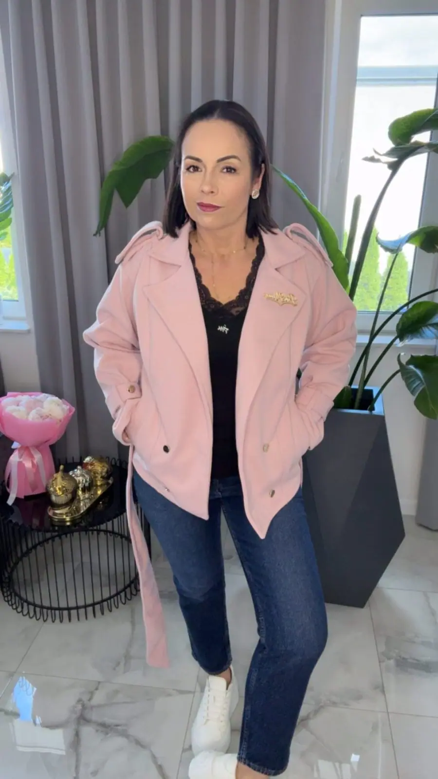 Płaszcz Pink Mania elegancki różowy – miniatura 5 z 13