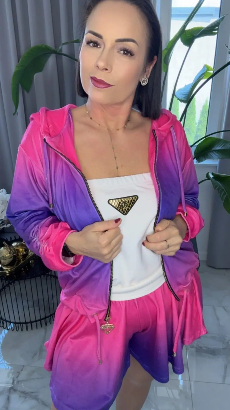 Komplet welurowy Lola Bianka dres ombre piękny – miniatura 5 z 12