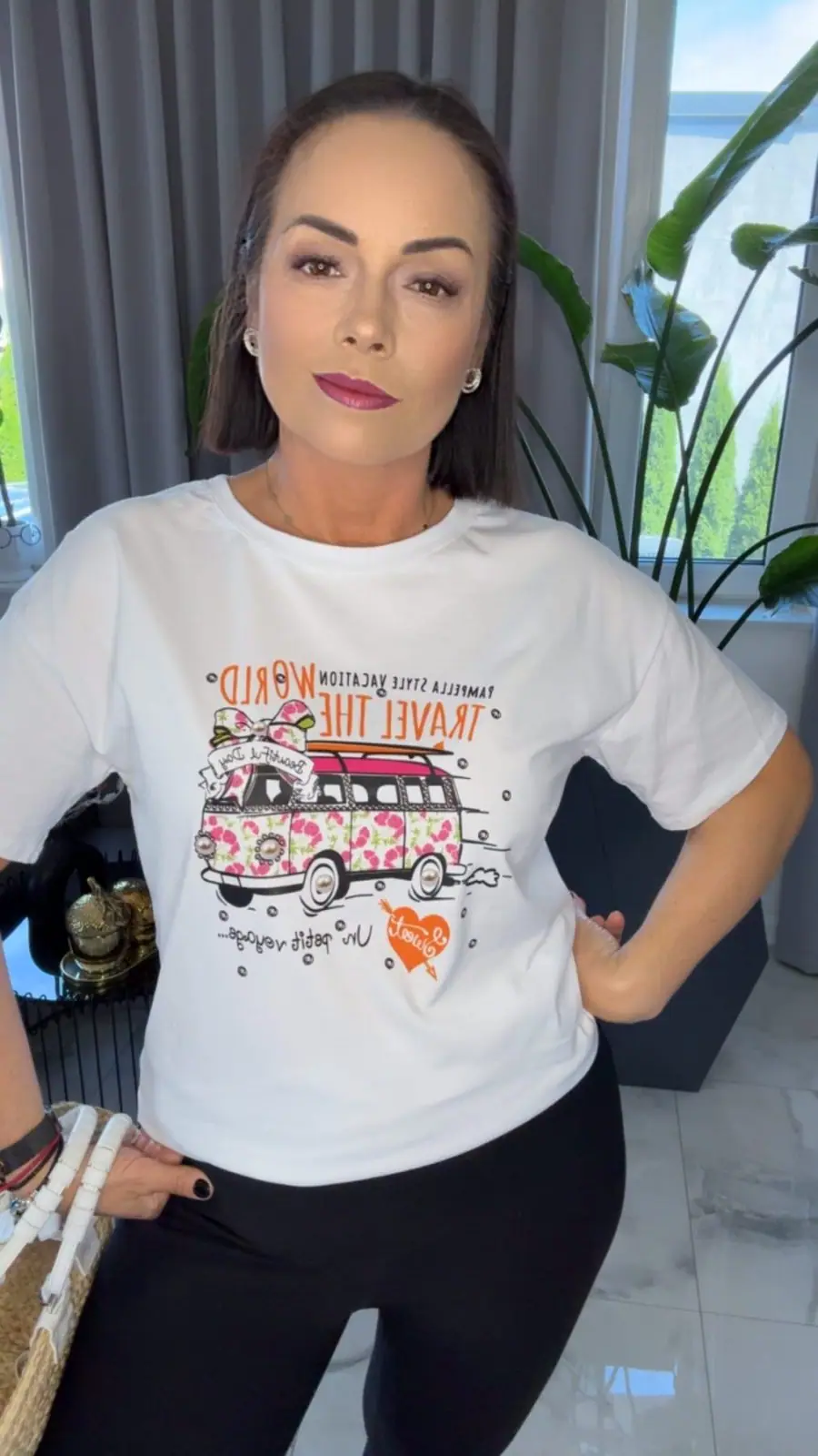 Bluzka bawełniana biały tshirt wygodny – miniatura 5 z 8