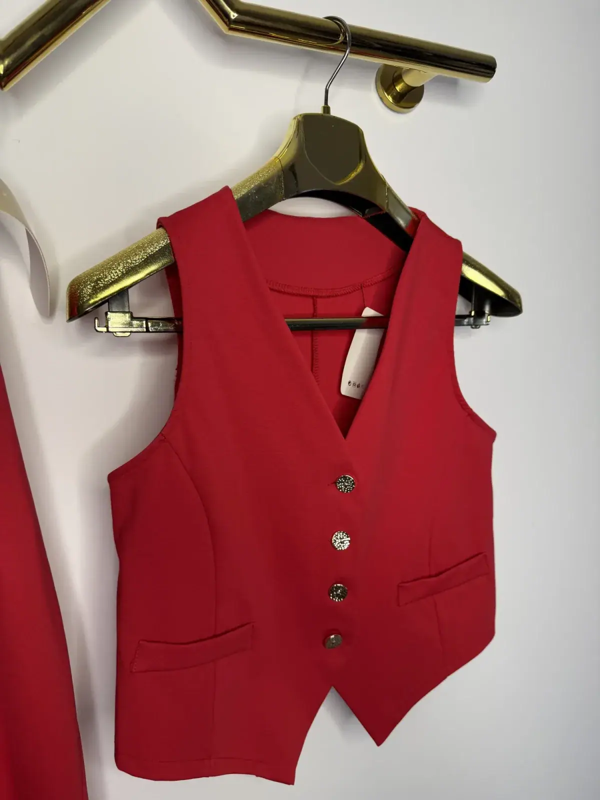 Komplet czerwony elegancki kamizelka ze spodniami – miniatura 15 z 15