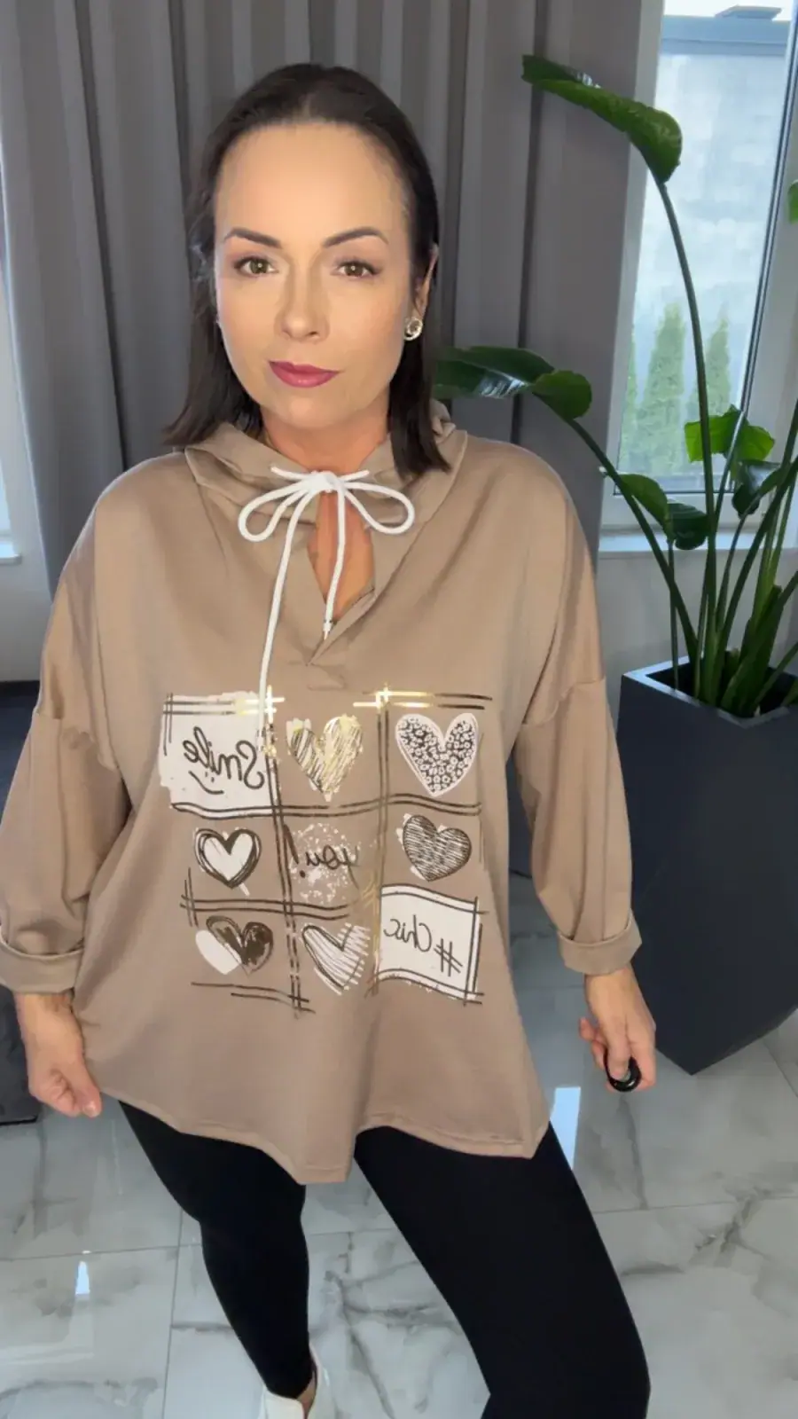 Bluza beżowa tunika wygodna – miniatura 5 z 8