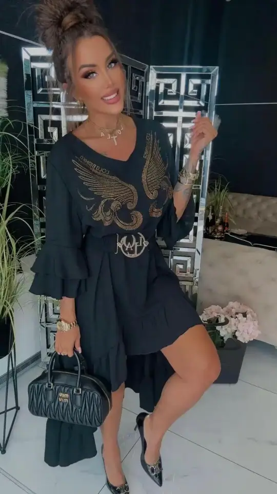 Sukienka Lola Bianka letnia czarna hiszpanka, zdjęcie 2 z 2 – odzież damska Victoria Fashion