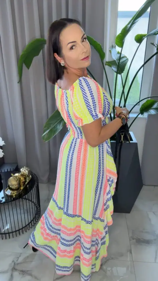 Komplet letni muślinowy neonowy top ze spódnicą, zdjęcie 2 z 2 – odzież damska Victoria Fashion