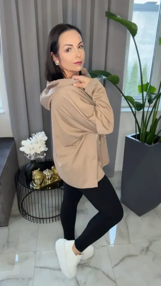 Bluza beżowa tunika wygodna, zdjęcie 1 z 2 – odzież damska Victoria Fashion
