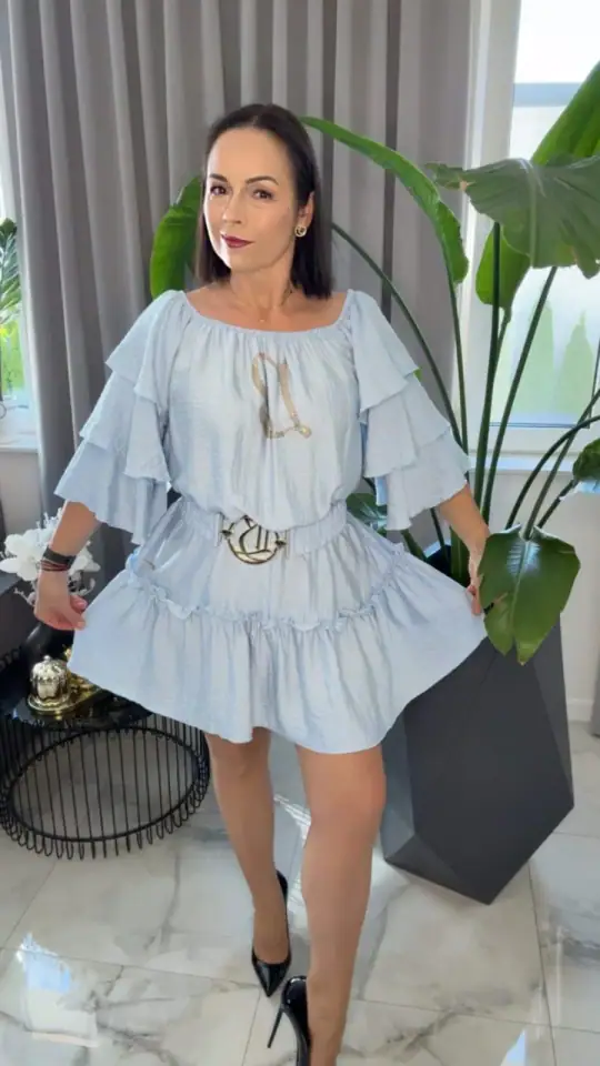 Sukienka Lola Bianka hiszpanka błękitna, zdjęcie 1 z 2 – odzież damska Victoria Fashion