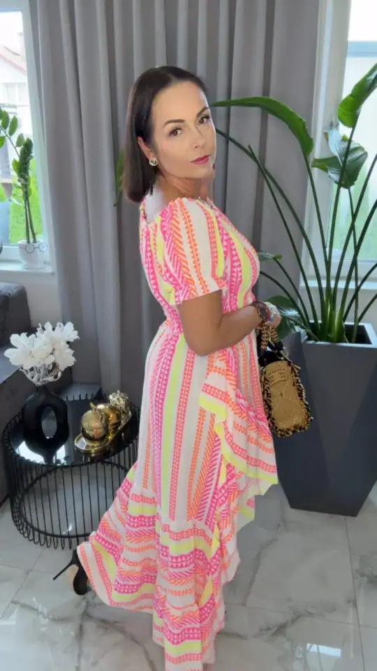 Komplet letni muślinowy neonowy top ze spódnicą, zdjęcie 2 z 2 – odzież damska Victoria Fashion