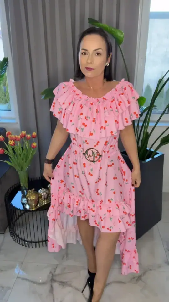 Sukienka Lola Bianka hiszpanka letnia różowa, zdjęcie 1 z 2 – odzież damska Victoria Fashion