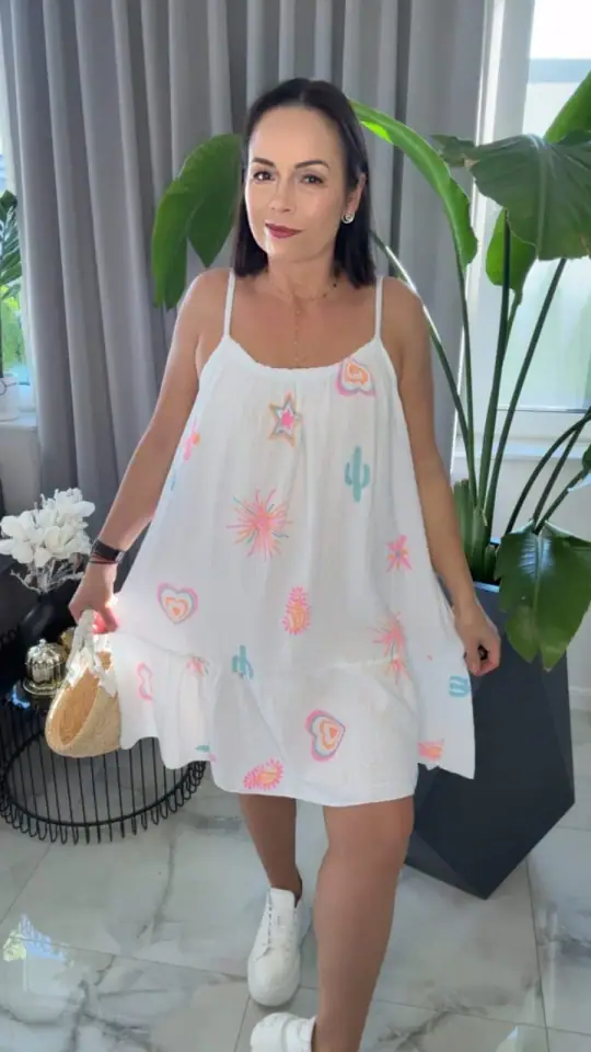 Sukienka letnia na ramiączkach hiszpanka muślinowa biała, zdjęcie 2 z 2 – odzież damska Victoria Fashion