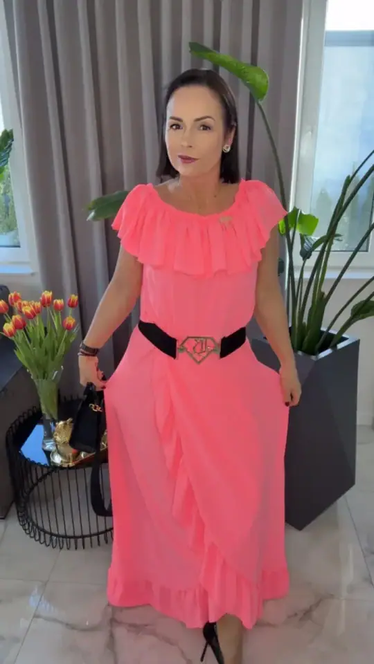 Sukienka Lola Bianka hiszpanka maxi koral SALE, zdjęcie 1 z 2 – odzież damska Victoria Fashion