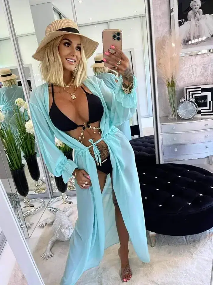 Narzutka plażowa Lola Bianka miętowa, zdjęcie 1 z 2 – odzież damska Victoria Fashion
