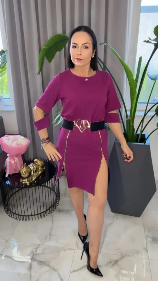 Sukienka fioletowa Pink Mania, Lola Bianka, zdjęcie 2 z 2 – odzież damska Victoria Fashion