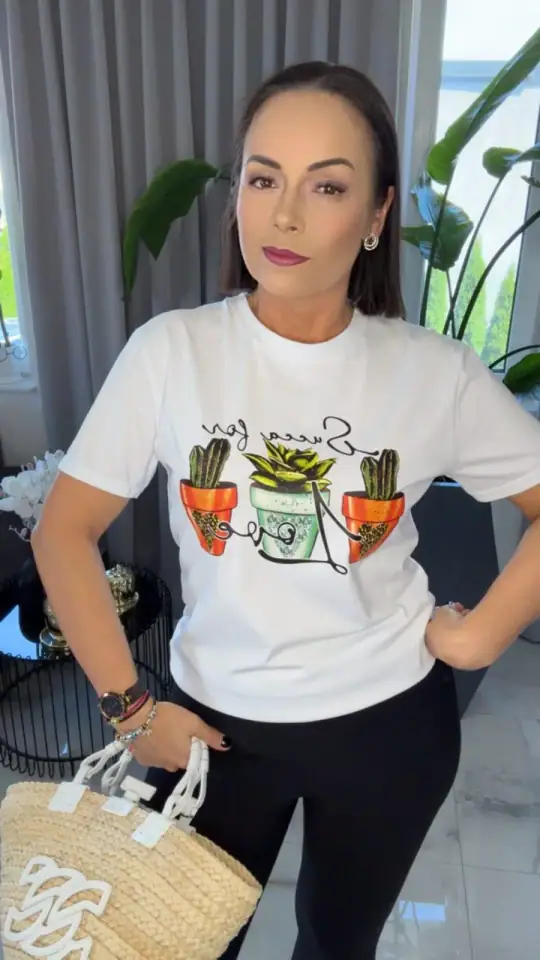 Bluzka bawełniana biały tshirt wygodny, zdjęcie 1 z 2 – odzież damska Victoria Fashion
