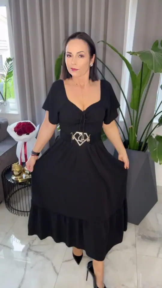 Sukienka czarna hiszpanka maxi długa, zdjęcie 1 z 2 – odzież damska Victoria Fashion