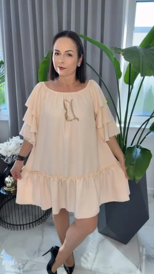 Sukienka Lola Bianka hiszpanka beżowa, zdjęcie 2 z 2 – odzież damska Victoria Fashion