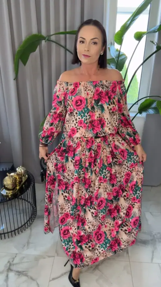 Sukienka Lola Bianka hiszpanka letnia długa panterka, zdjęcie 1 z 2 – odzież damska Victoria Fashion
