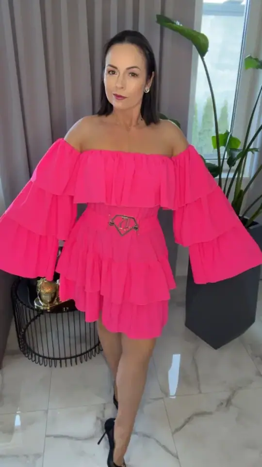 Sukienka Lola Bianka hiszpanka różowa, zdjęcie 1 z 2 – odzież damska Victoria Fashion