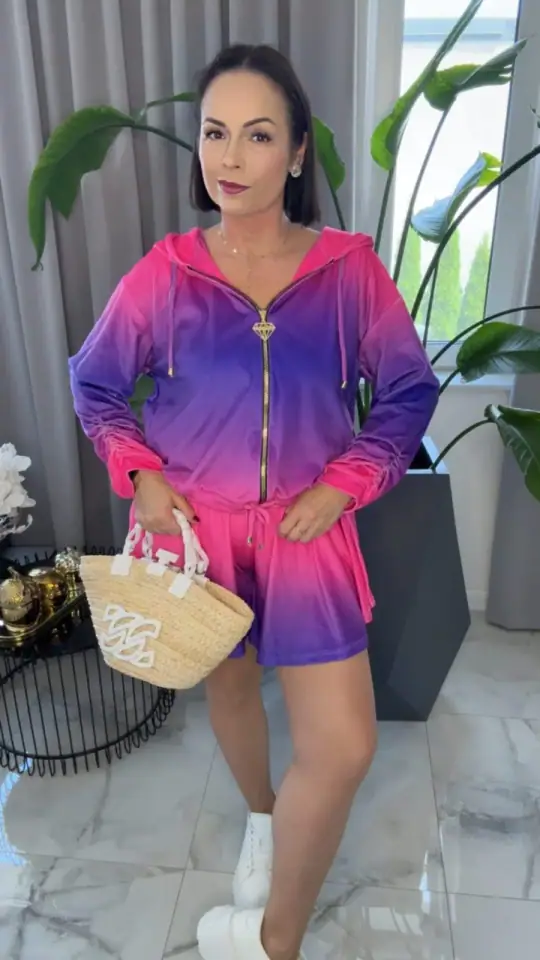 Dres welurowy Lola Bianka ombre bluza ze spodenkami, zdjęcie 2 z 2 – odzież damska Victoria Fashion