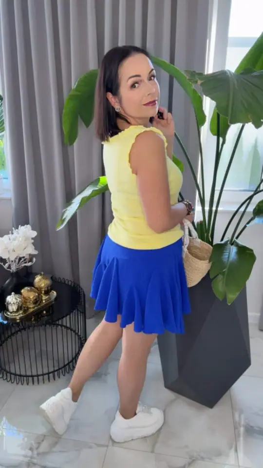 Spódniczka z szortami piękna chabrowa, zdjęcie 2 z 2 – odzież damska Victoria Fashion