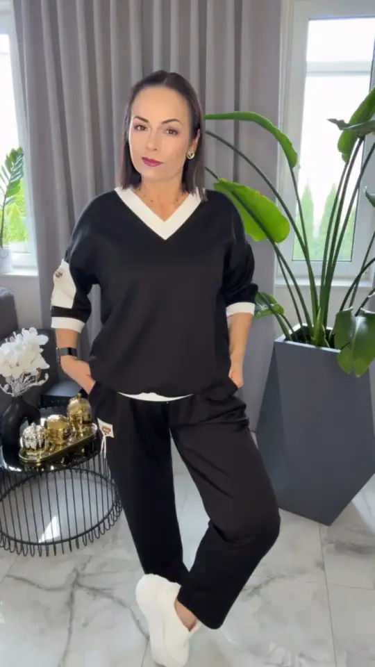 Dres czarny piękny komplet bardzo wygodny, zdjęcie 2 z 2 – odzież damska Victoria Fashion