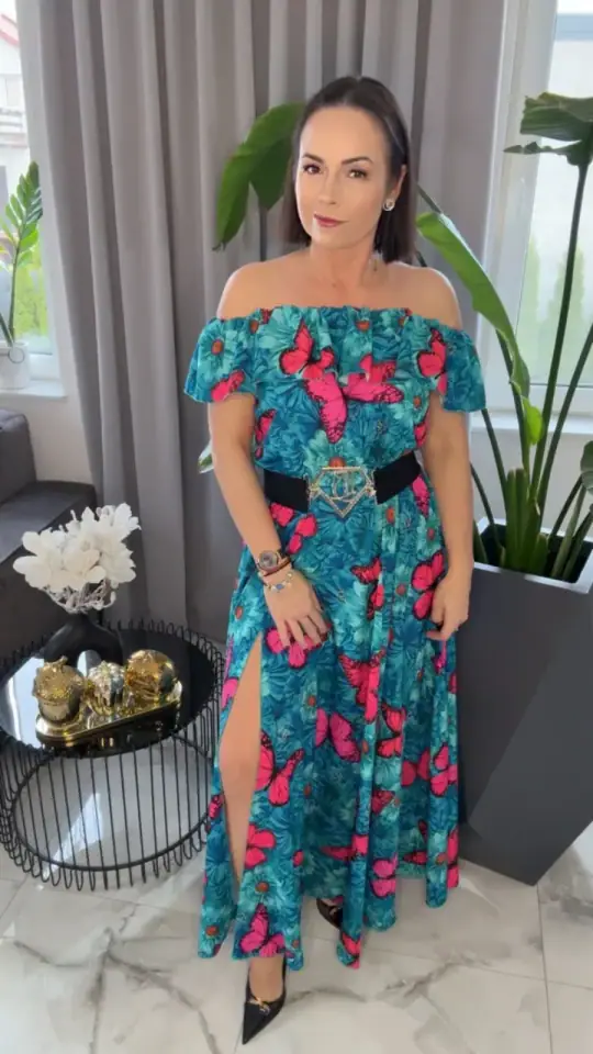 Sukienka Lola Bianka hiszpanka maxi motyle SALE, zdjęcie 1 z 2 – odzież damska Victoria Fashion
