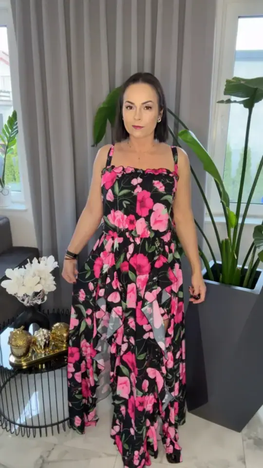 Kombinezon Lola Bianka letni długi w kwiaty, zdjęcie 2 z 2 – odzież damska Victoria Fashion