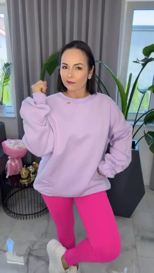 Bluza Pink Mania fioletowa długa cieplutka, zdjęcie 2 z 2 – odzież damska Victoria Fashion