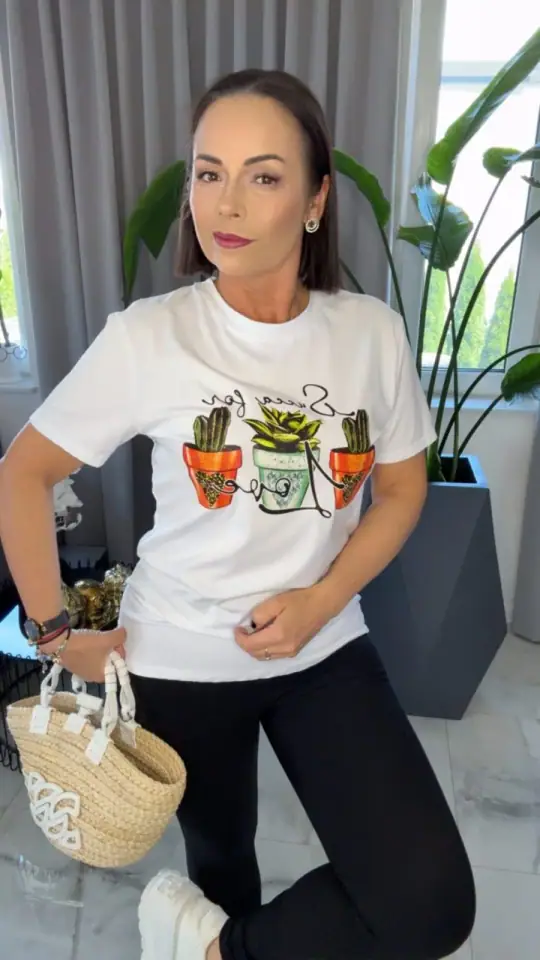 Bluzka bawełniana biały tshirt wygodny, zdjęcie 2 z 2 – odzież damska Victoria Fashion