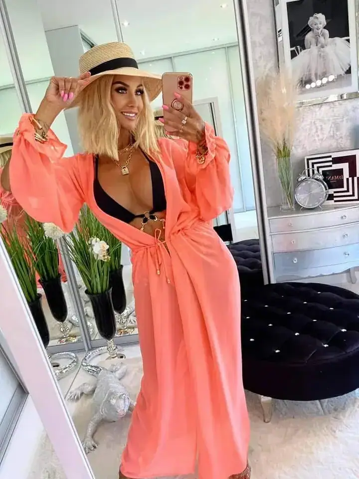 Narzutka plażowa Lola Bianka neon koral, zdjęcie 1 z 2 – odzież damska Victoria Fashion