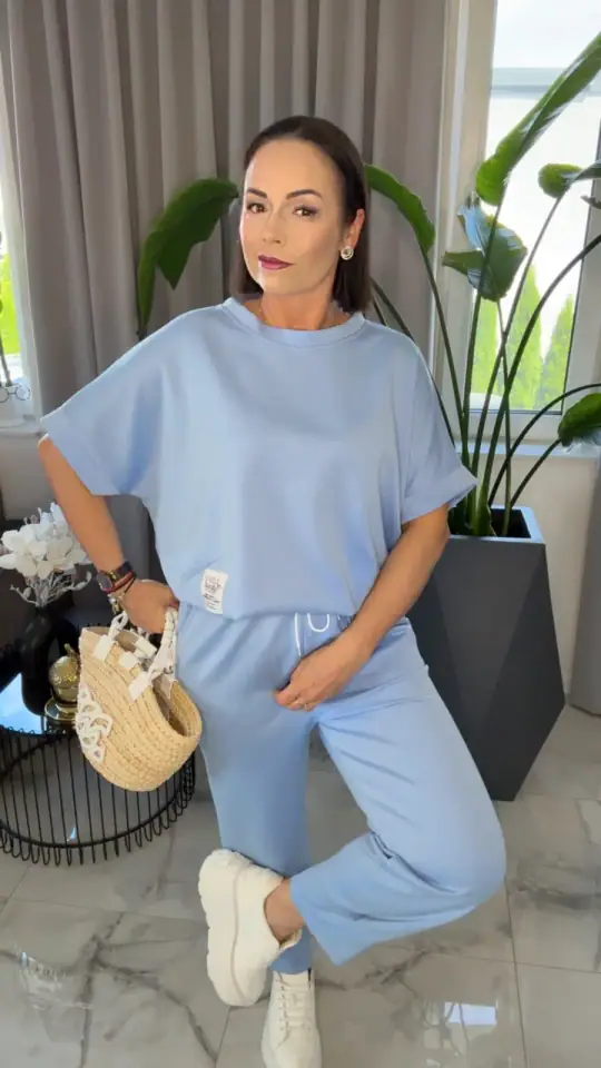 Dres błękitny wygodny komplet dresowy, zdjęcie 2 z 2 – odzież damska Victoria Fashion