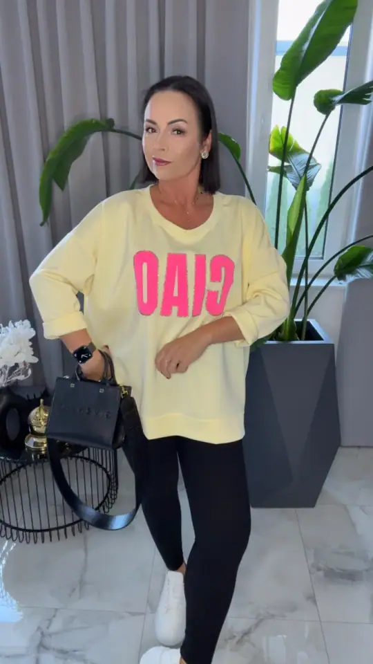 Bluza żółta ciao długi rękaw tunika, zdjęcie 1 z 2 – odzież damska Victoria Fashion