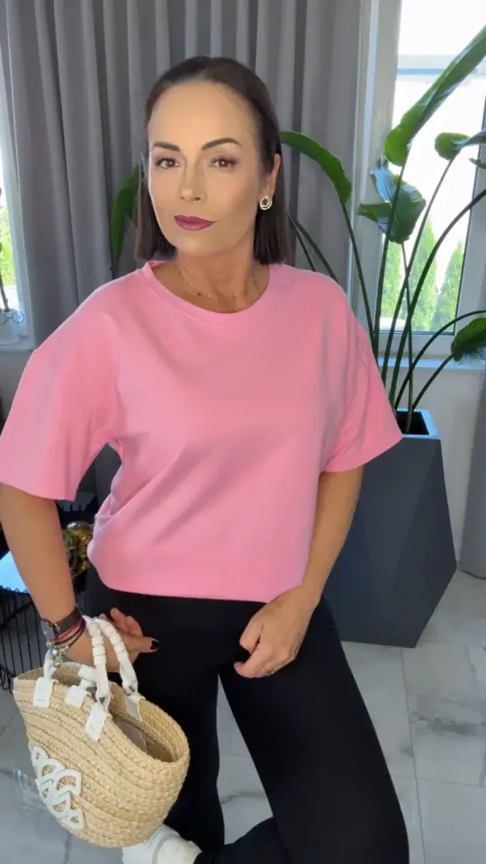 Bluzka różowa bawełniana, zdjęcie 1 z 2 – odzież damska Victoria Fashion