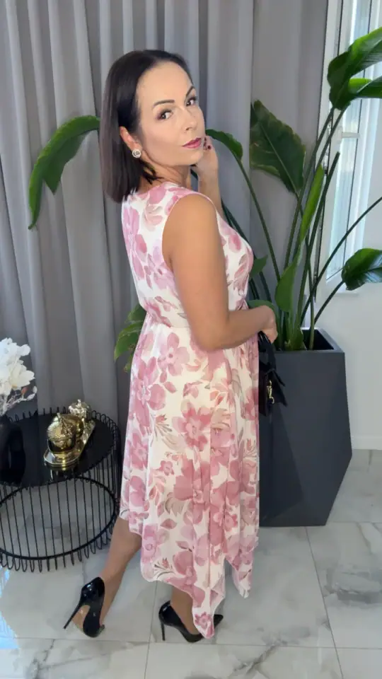 Sukienka elegancka bez rękawów w kwiaty, zdjęcie 2 z 2 – odzież damska Victoria Fashion