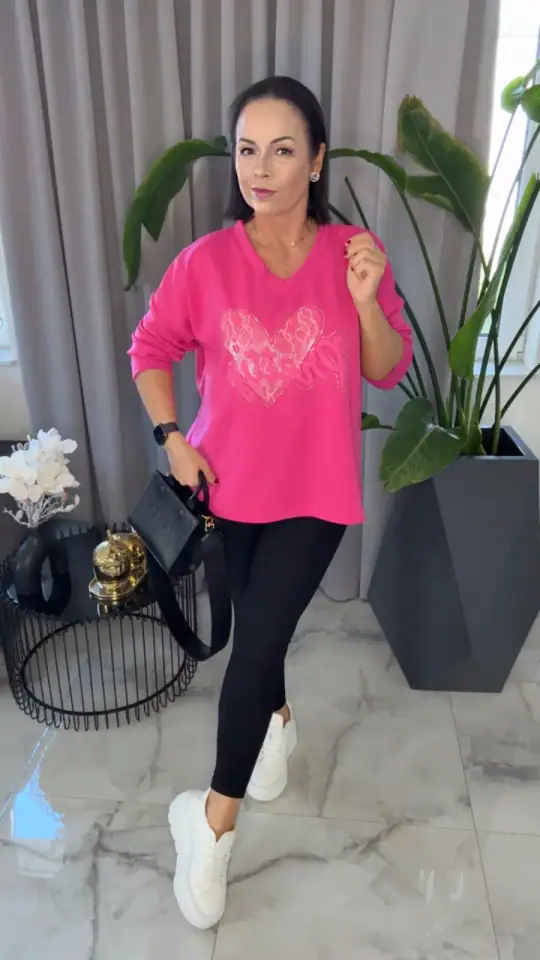 Bluza różowa wygodna tunika, zdjęcie 1 z 2 – odzież damska Victoria Fashion