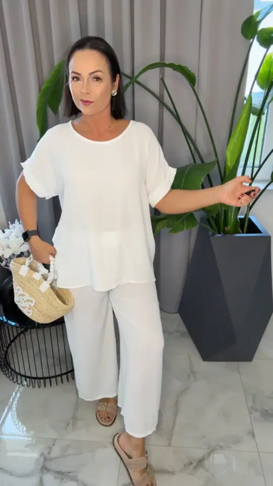 Dres letni wygodny komplet biały, zdjęcie 2 z 2 – odzież damska Victoria Fashion