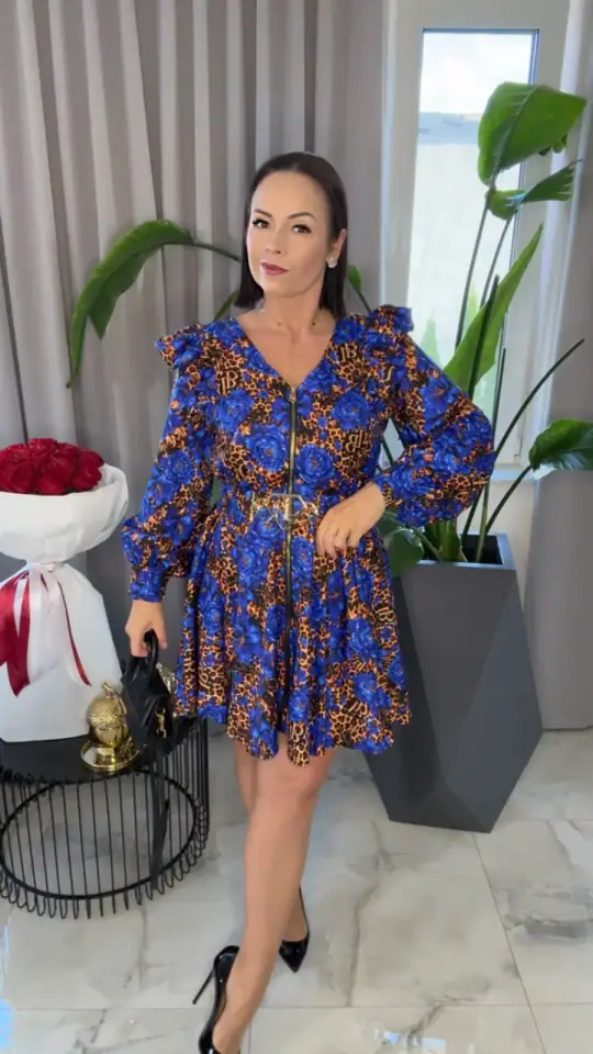 Sukienka Lola Bianka chabrowa panterka, zdjęcie 1 z 2 – odzież damska Victoria Fashion
