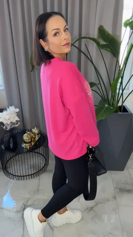 Bluza różowa wygodna tunika, zdjęcie 2 z 2 – odzież damska Victoria Fashion