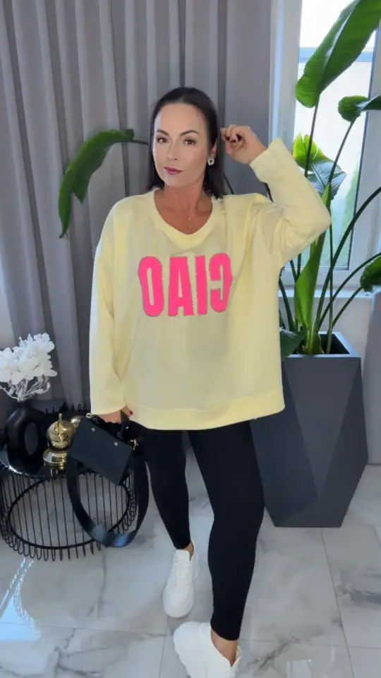 Bluza żółta ciao długi rękaw tunika, zdjęcie 2 z 2 – odzież damska Victoria Fashion