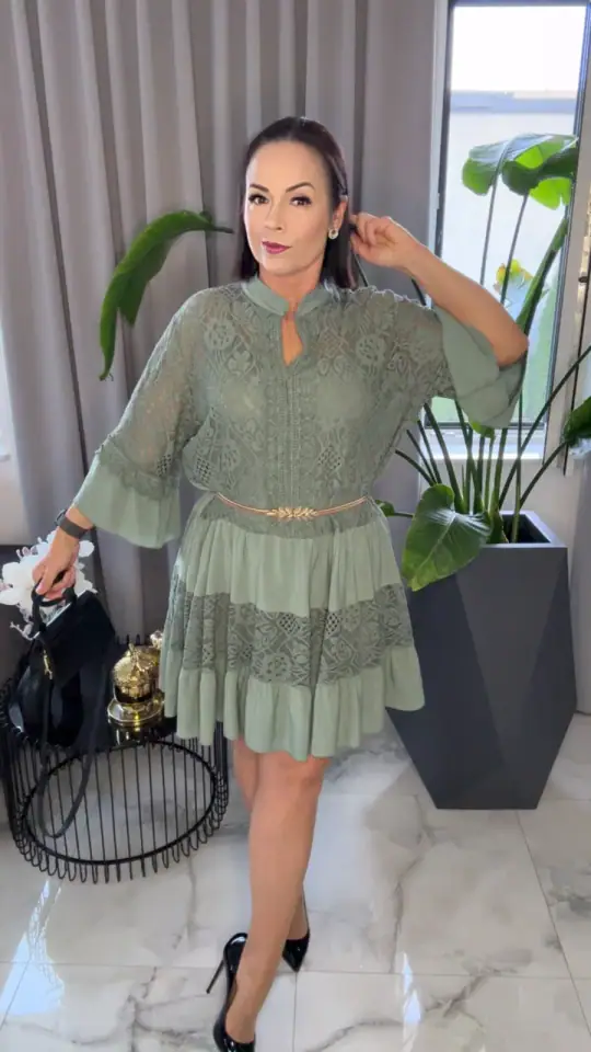 Sukienka khaki hiszpanka bawełniana, zdjęcie 1 z 2 – odzież damska Victoria Fashion