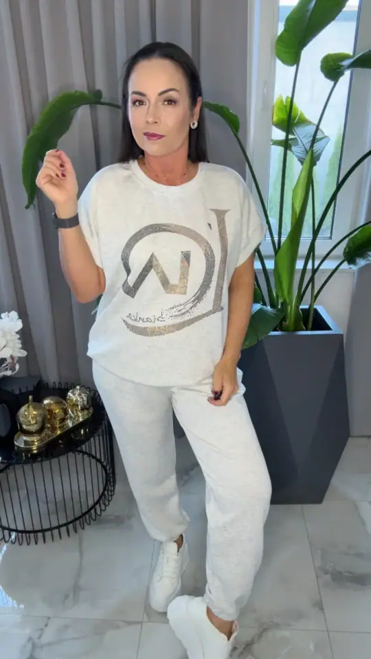 Dres Lola Bianka szary komplet wygodny, zdjęcie 1 z 2 – odzież damska Victoria Fashion