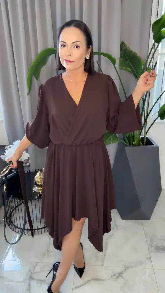 Sukienka Lola Bianka brązowa elegancka, zdjęcie 2 z 2 – odzież damska Victoria Fashion