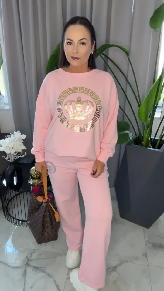 Dres różowy oversize piękny komplet, zdjęcie 1 z 2 – odzież damska Victoria Fashion