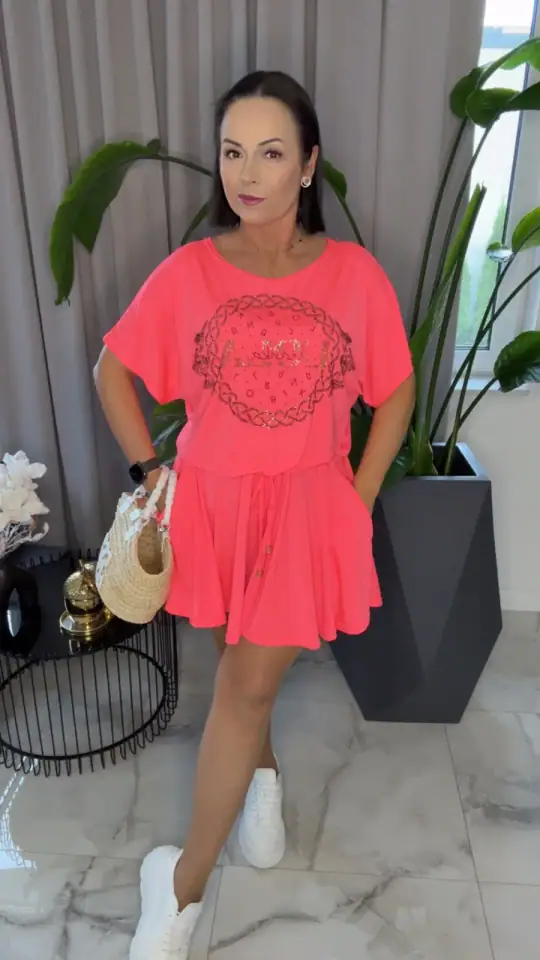 Kombinezon Lola Bianka krótki letni neon, zdjęcie 1 z 2 – odzież damska Victoria Fashion