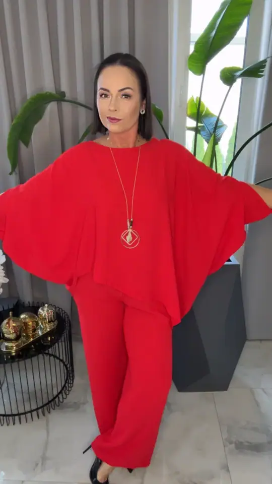 Komplet czerwony elegancki piękny dres, zdjęcie 2 z 2 – odzież damska Victoria Fashion