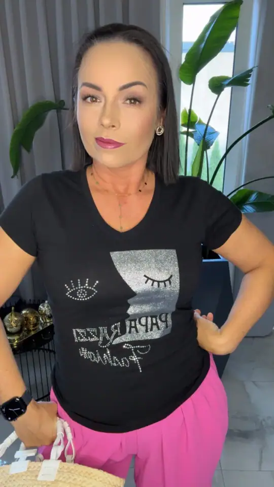 Bluzka Paparazzi Fashion tshirt czarny, zdjęcie 2 z 2 – odzież damska Victoria Fashion