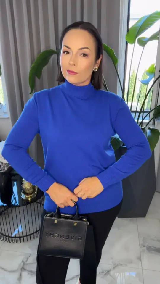 Sweter chabrowy wygodny golfik, zdjęcie 1 z 2 – odzież damska Victoria Fashion