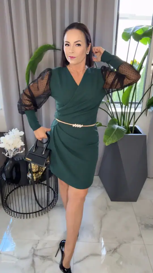 Sukienka zielona elegancka wizytowa, zdjęcie 1 z 2 – odzież damska Victoria Fashion