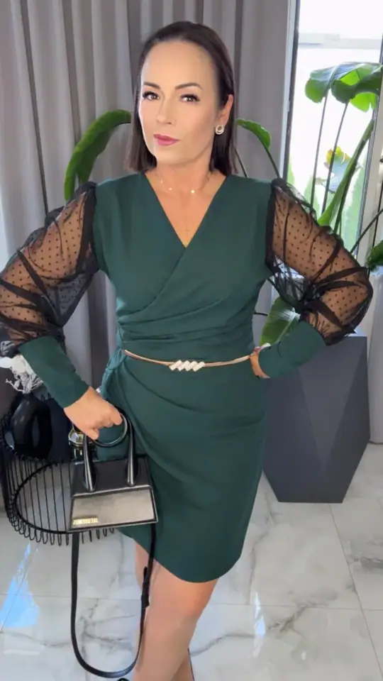Sukienka zielona elegancka wizytowa, zdjęcie 2 z 2 – odzież damska Victoria Fashion