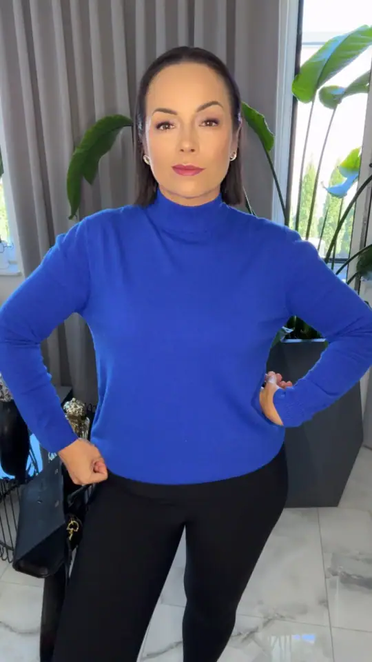 Sweter chabrowy wygodny golfik, zdjęcie 2 z 2 – odzież damska Victoria Fashion