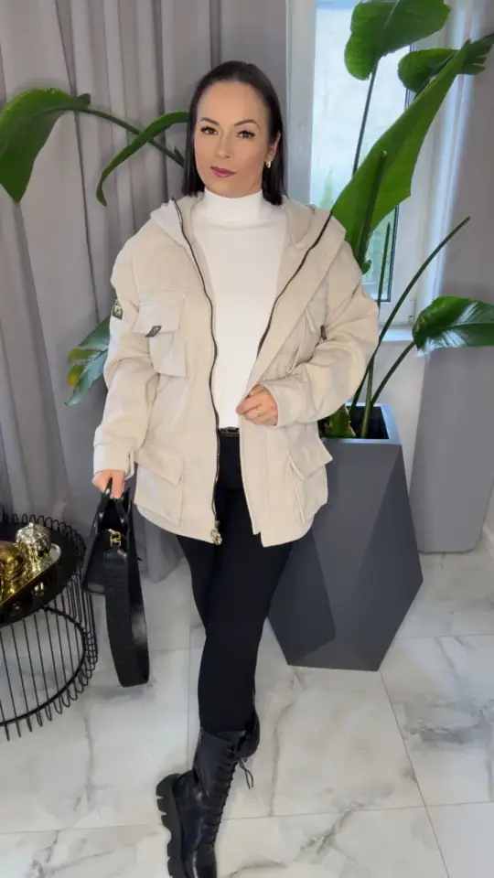 Kurtka beżowa parka Pink Mania piękna, Lola Bianka, zdjęcie 2 z 2 – odzież damska Victoria Fashion
